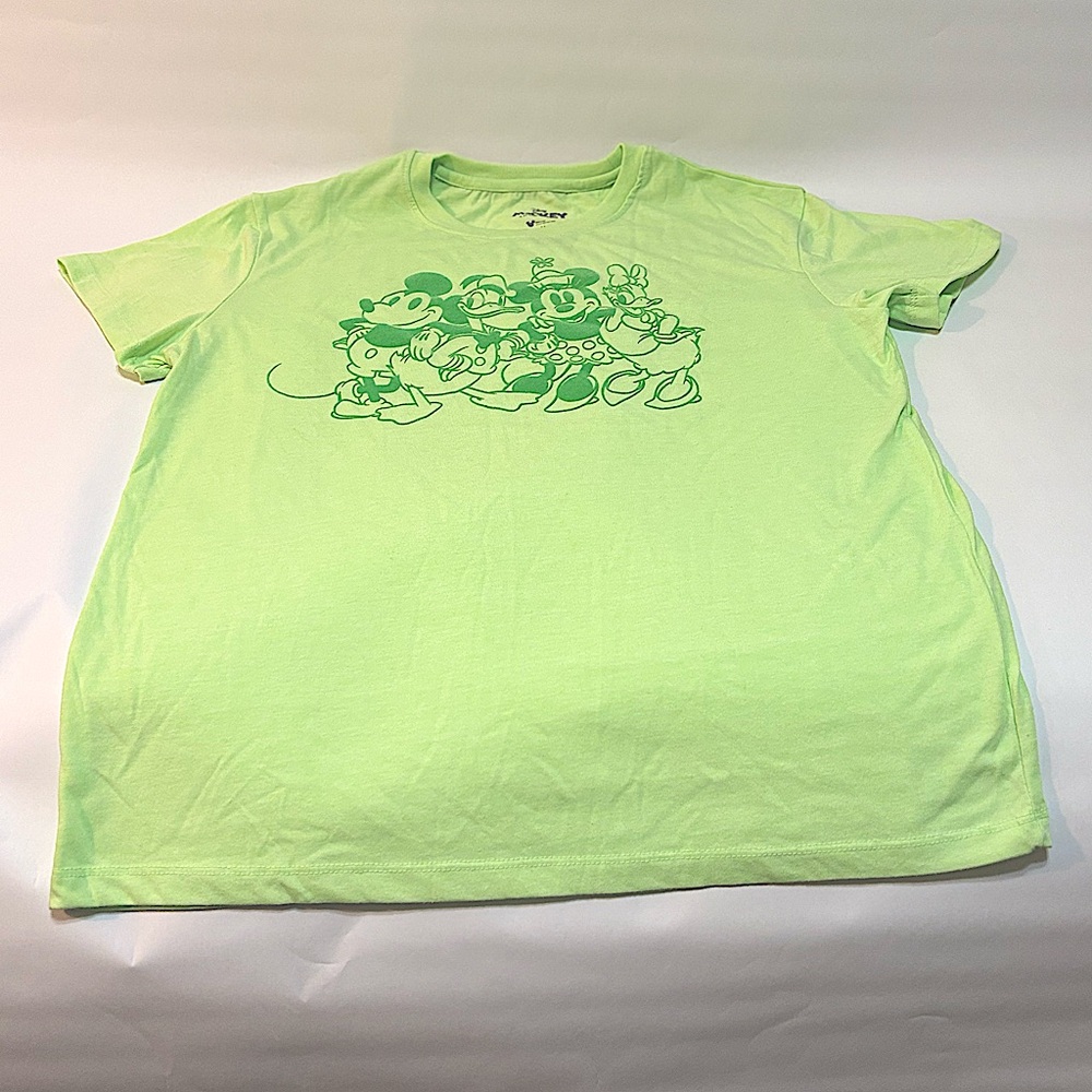 Disney Mickey and Friends Bright Lime T. Poly Cotton Blend . Woman’s Size Medium